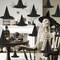 12pcs Halloween Black Witch Hats Decorations, Thickened Hanging Wizard Hats Bulk Costume Accessory, Floating Witch Hat with Rope and Hooks for Porch Yard Indoor Outdoor Halloween Decor Party Favors